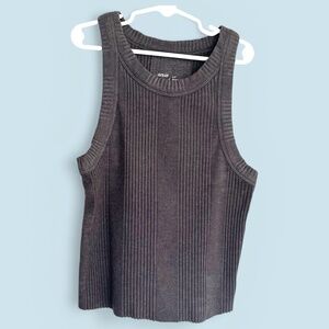 Aerie Charcoal Gray Ribbed Cotton Blend Tank Top Size S